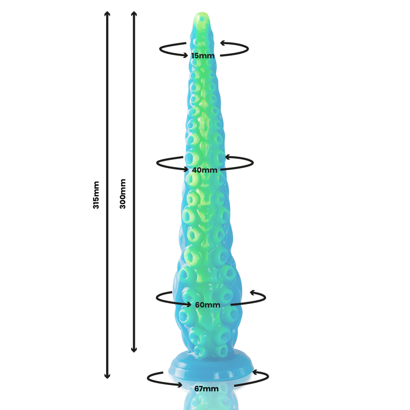 EPIC - SCYLLA FLUORESZIERENDER DÜNNER TENTAKELDILDO, GROSSE GRÖSSE