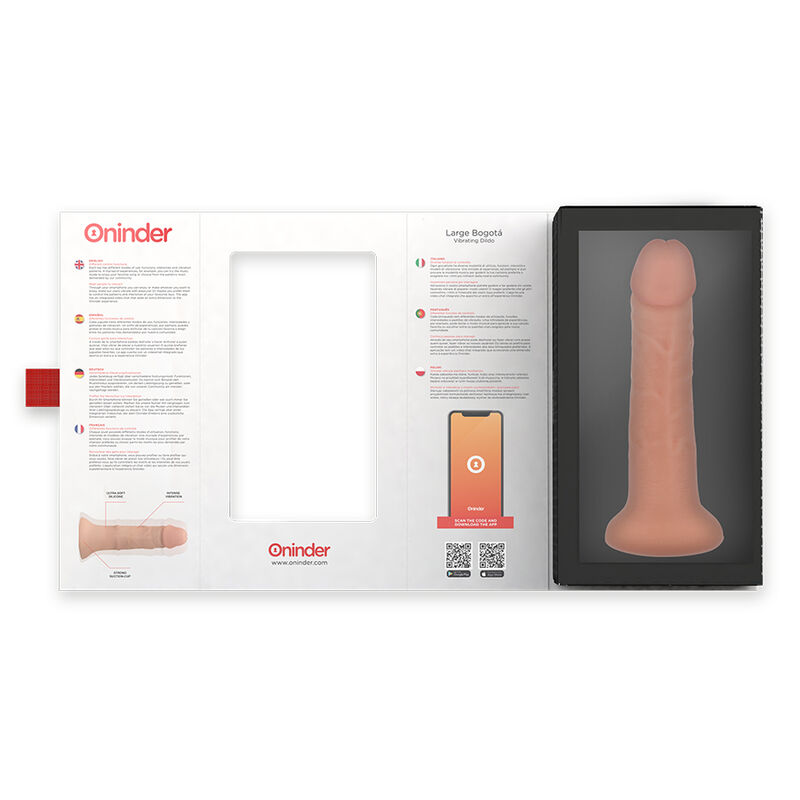 ONINDER - GROßER BOGOTÁ-VIBRATORDILDO, 9 GESCHWINDIGKEITEN, NATÜRLICH, 22 CM -O- 4,5 CM - KOSTENLOSE APP