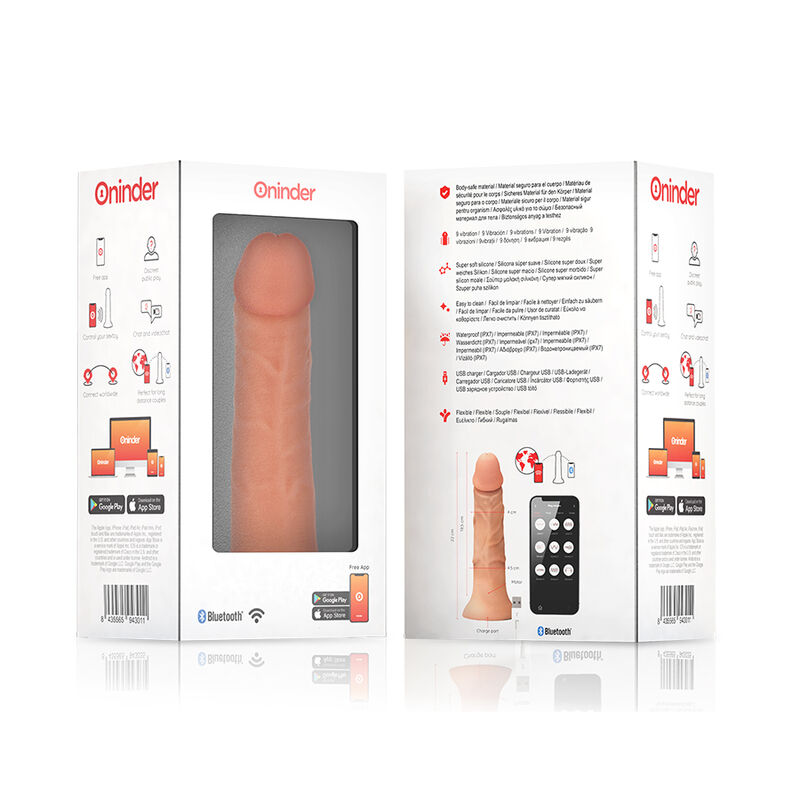 ONINDER - GROßER BOGOTÁ-VIBRATORDILDO, 9 GESCHWINDIGKEITEN, NATÜRLICH, 22 CM -O- 4,5 CM - KOSTENLOSE APP