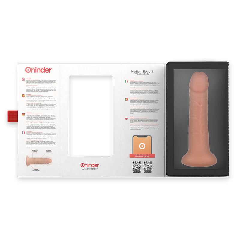 ONINDER - Mittlerer Bogotá-Vibratordildo mit 9 Geschwindigkeiten, 20 cm -Ø 4,2 cm - Kostenlose App
