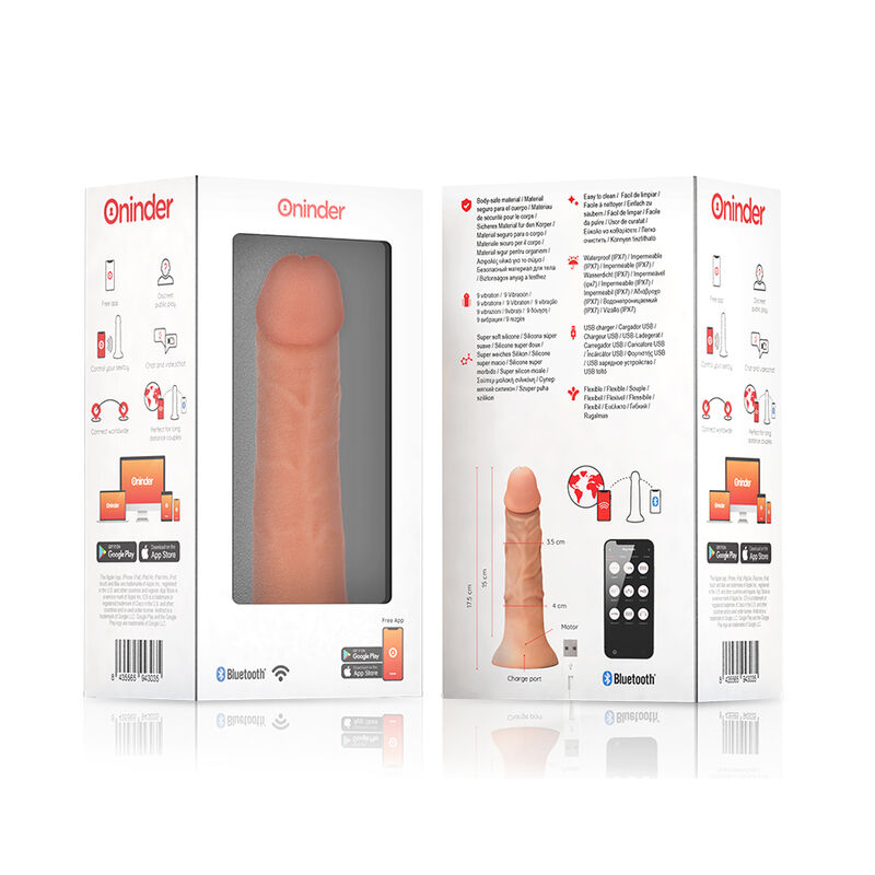 ONINDER - Kleiner Bogotá-Vibratordildo 9 Geschwindigkeiten natürlich 17,5 cm -O- 4 cm - kostenlose App