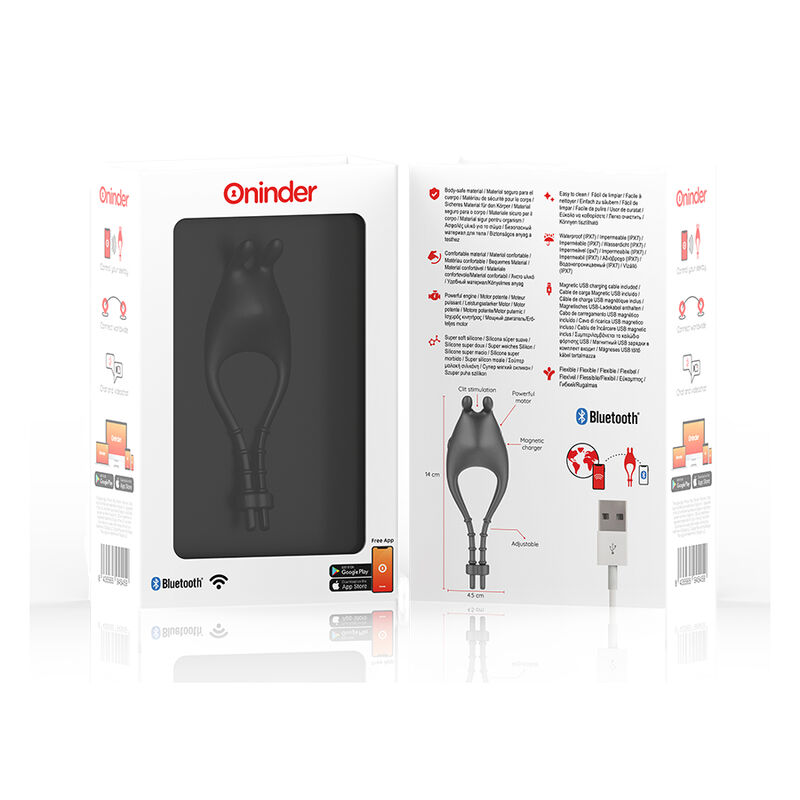 ONINDER - PAMPA wiederaufladbarer einstellbarer Vibratorring mit Klitorisstimulator, 10 Geschwindigkeiten - kostenlose App