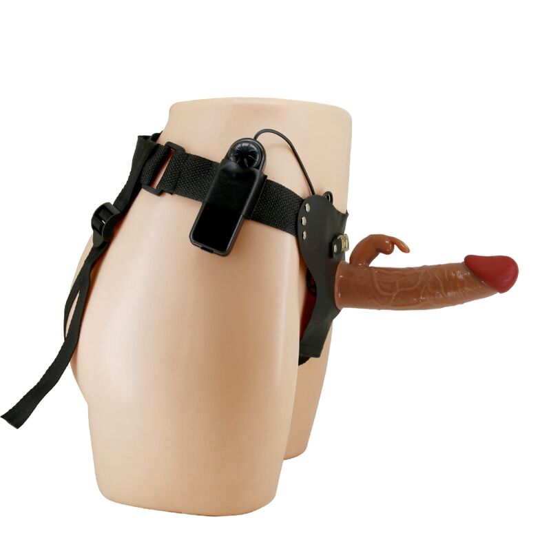 PRETTY LOVE - MARION HARNESS UNIVERSAL SLIP MIT VIBRATIONS-DILDO 19 CM BRAUN