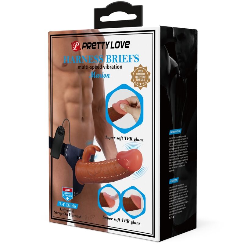 PRETTY LOVE - MARION HARNESS UNIVERSAL SLIP MIT VIBRATIONS-DILDO 19 CM BRAUN