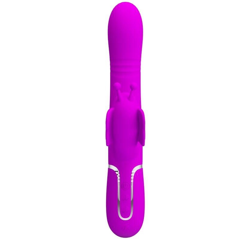 PRETTY LOVE - Multifunktions-Kaninchenvibrator 4 in 1 Schmetterling Fuchsia