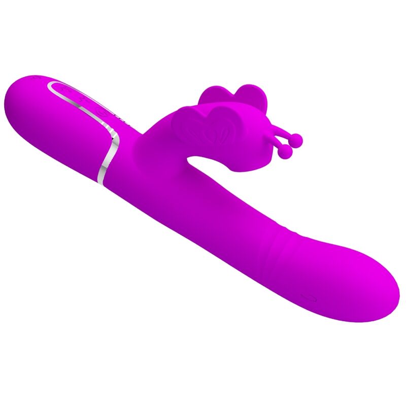 PRETTY LOVE - Multifunktions-Kaninchenvibrator 4 in 1 Schmetterling Fuchsia