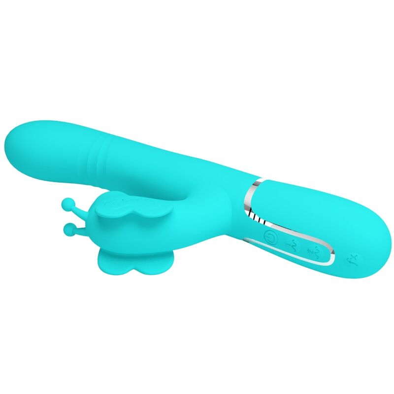 PRETTY LOVE - Multifunktions-Kaninchenvibrator 4 in 1 Schmetterling Aquagrün