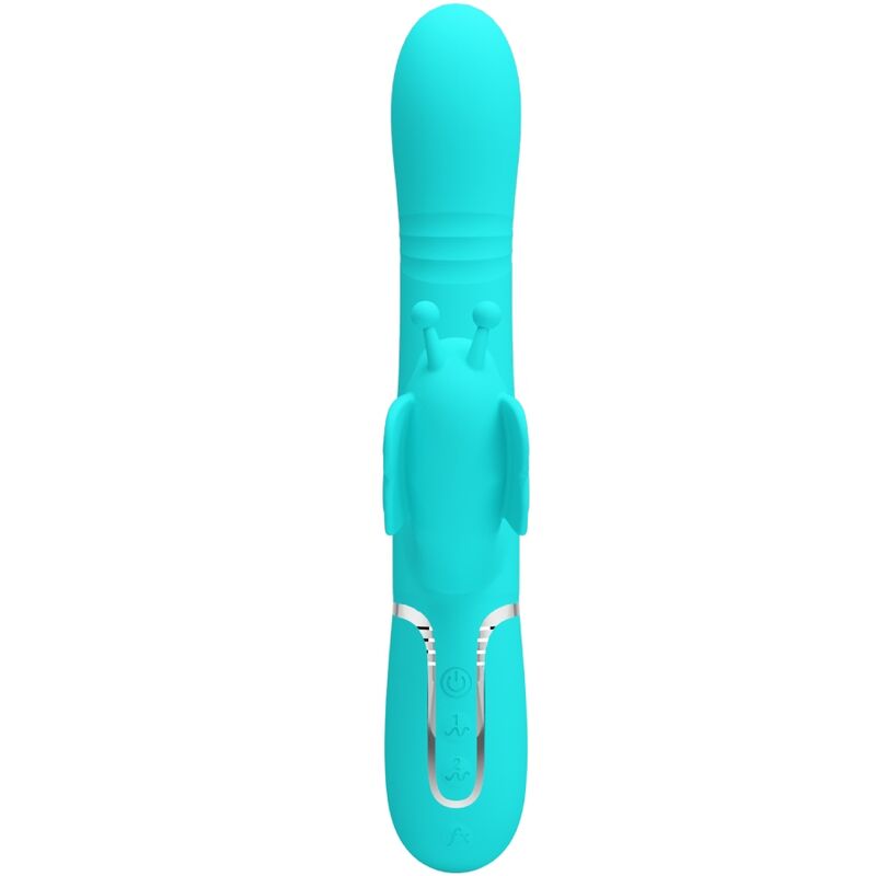 PRETTY LOVE - Multifunktions-Kaninchenvibrator 4 in 1 Schmetterling Aquagrün