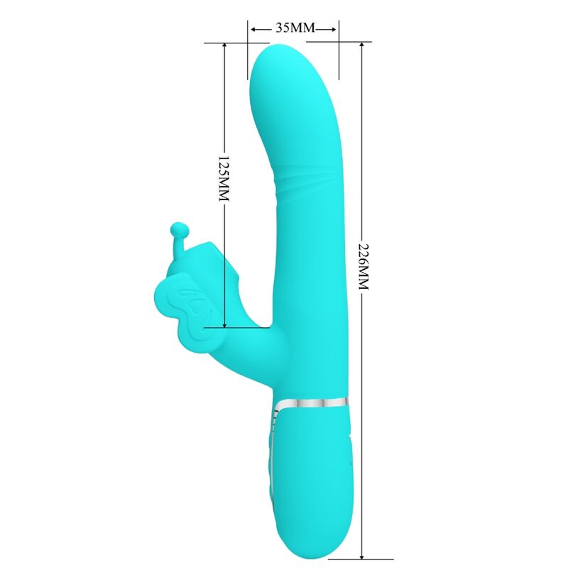 PRETTY LOVE - Multifunktions-Kaninchenvibrator 4 in 1 Schmetterling Aquagrün
