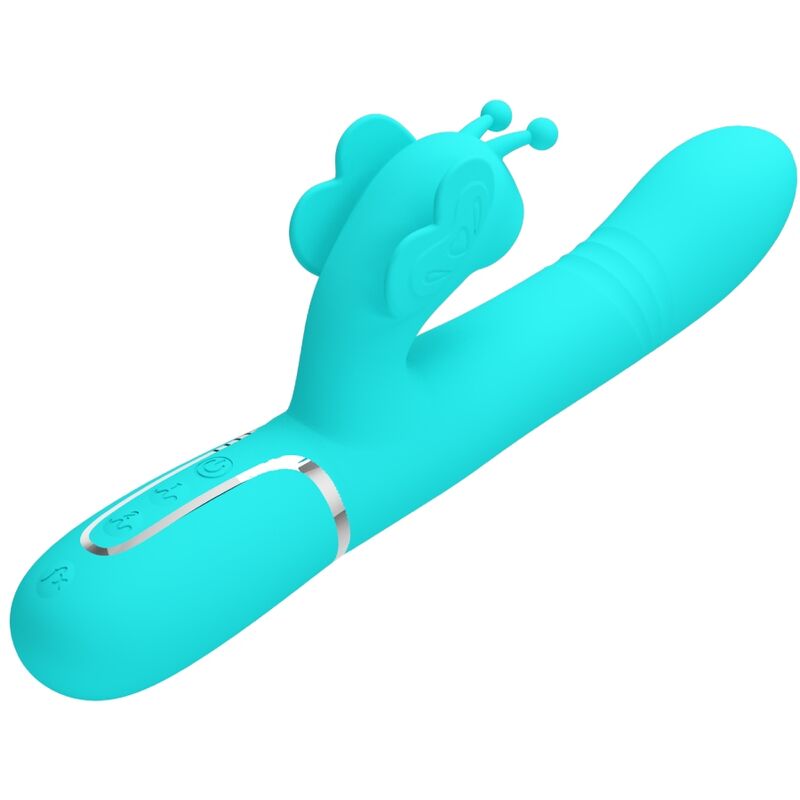 PRETTY LOVE - Multifunktions-Kaninchenvibrator 4 in 1 Schmetterling Aquagrün