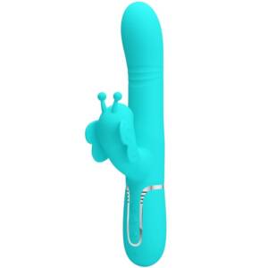 PRETTY LOVE - Multifunktions-Kaninchenvibrator 4 in 1 Schmetterling Aquagrün