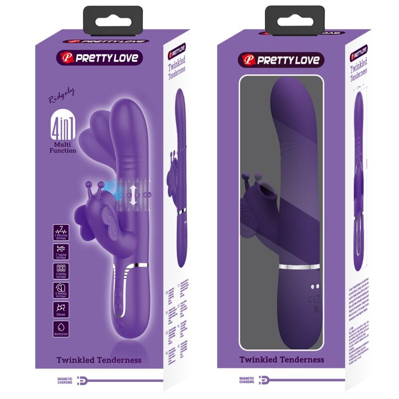 PRETTY LOVE - Multifunktions-Kaninchenvibrator 4 in 1 Schmetterling Lila