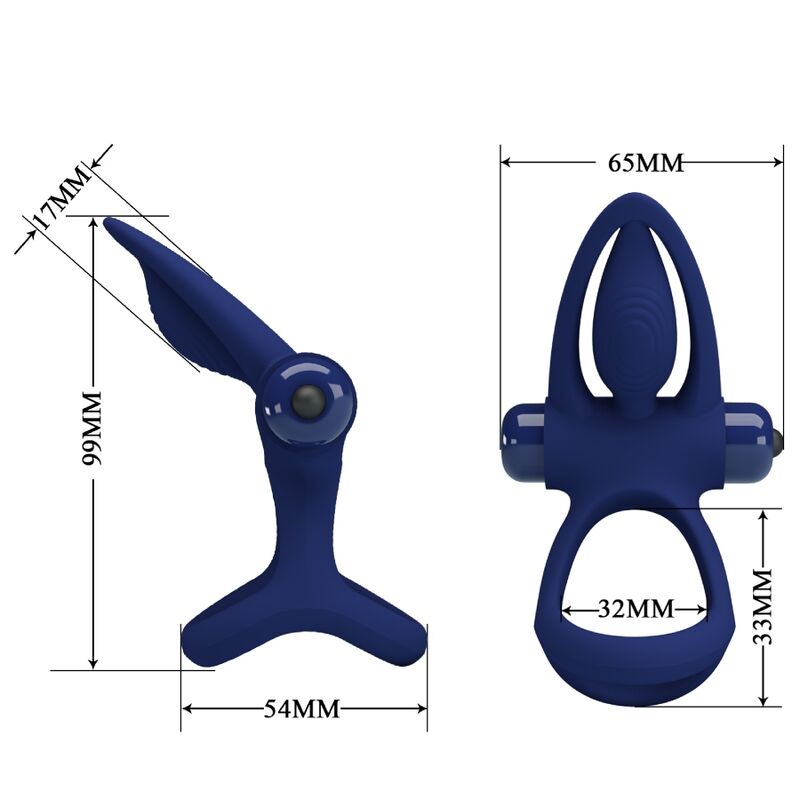 PRETTY LOVE - MAT Doppelring mit Vibration & Stimulator Blau
