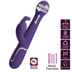 DEJON RABBIT VIBRATOR 3 IN 1 MULTIFUNKTIONS-LILA