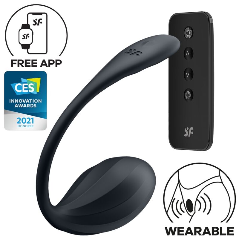 SATISFYER - RIBBED PETAL G-Punkt-Stimulator mit Fernbedienung in Schwarz und kostenloser App
