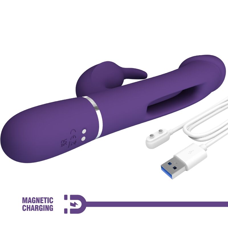 PRETTY LOVE - KAMPAS RABBIT 3 IN 1 Multifunktionsvibrator mit Zunge Lila