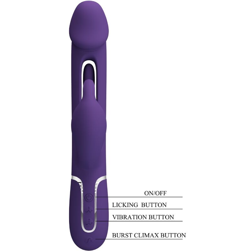 PRETTY LOVE - KAMPAS RABBIT 3 IN 1 Multifunktionsvibrator mit Zunge Lila