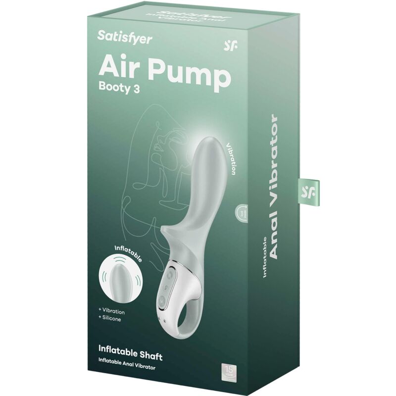 SATISFYER - AIR PUMP BOOTY 3 Aufblasbarer Analvibrator Graugrün