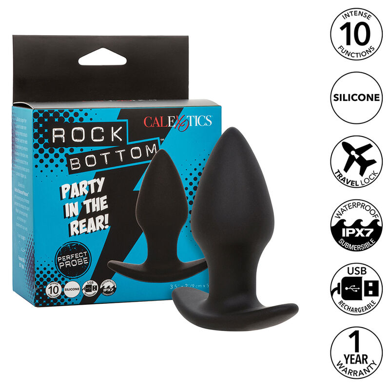 CALEXOTICS - ROCK BOTTOM PERFECT ANALPLUG 10 VIBRATIONEN SILIKON SCHWARZ