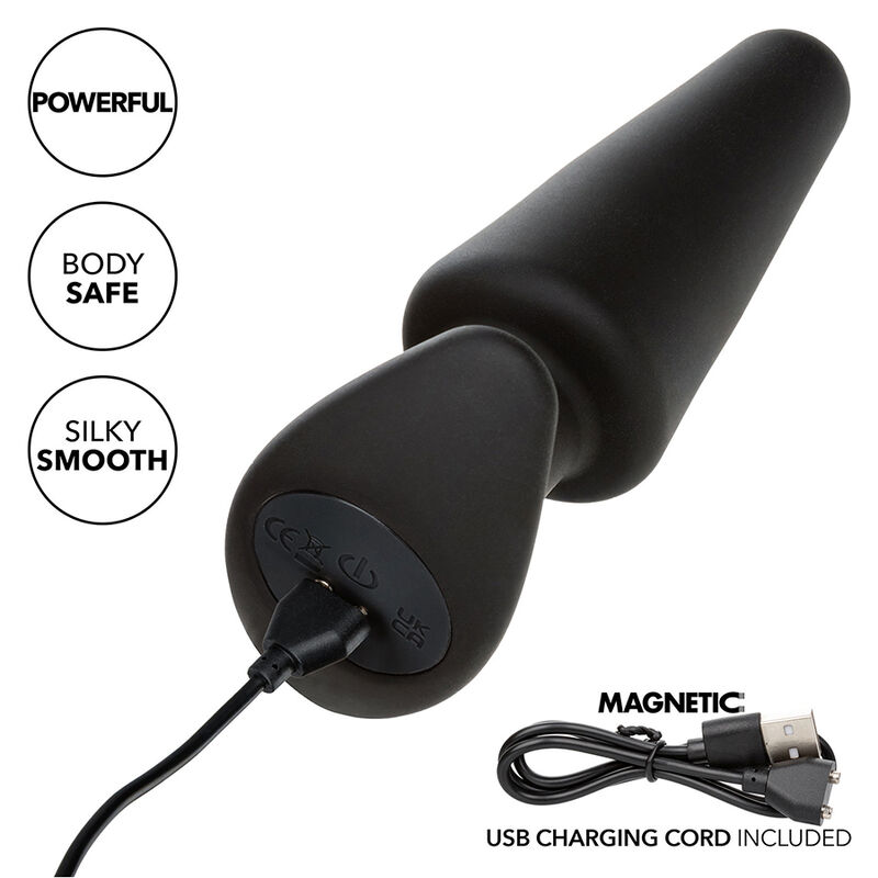 CALEXOTICS - ROCK BOTTOM TAPERED ANALPLUG 10 VIBRATIONEN SILIKON SCHWARZ