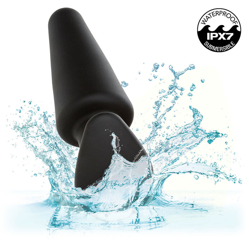 CALEXOTICS - ROCK BOTTOM TAPERED ANALPLUG 10 VIBRATIONEN SILIKON SCHWARZ