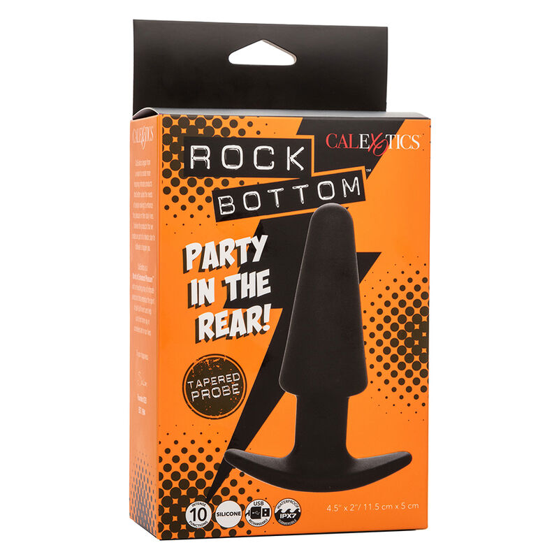 CALEXOTICS - ROCK BOTTOM TAPERED ANALPLUG 10 VIBRATIONEN SILIKON SCHWARZ