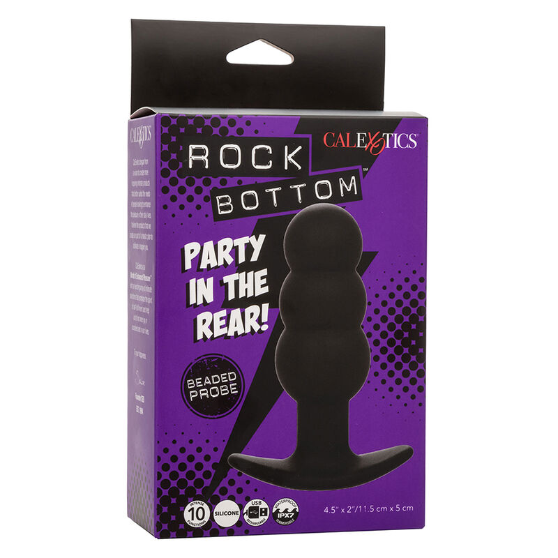 CALEXOTICS - ROCK BOTTOM ANALPLUG MIT PERLEN 10 VIBRATIONEN SILIKON SCHWARZ