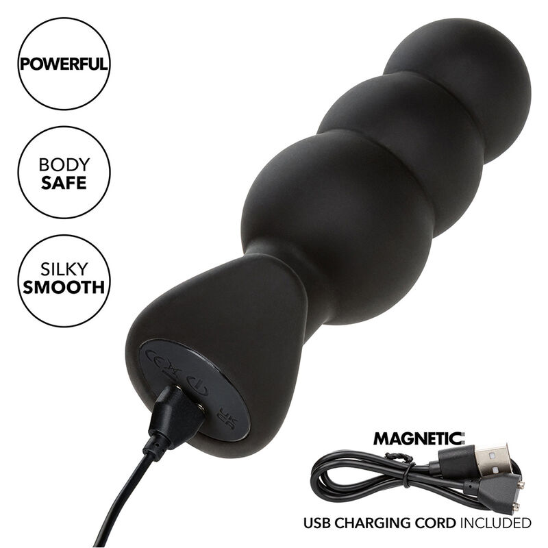 CALEXOTICS - ROCK BOTTOM ANALPLUG MIT PERLEN 10 VIBRATIONEN SILIKON SCHWARZ
