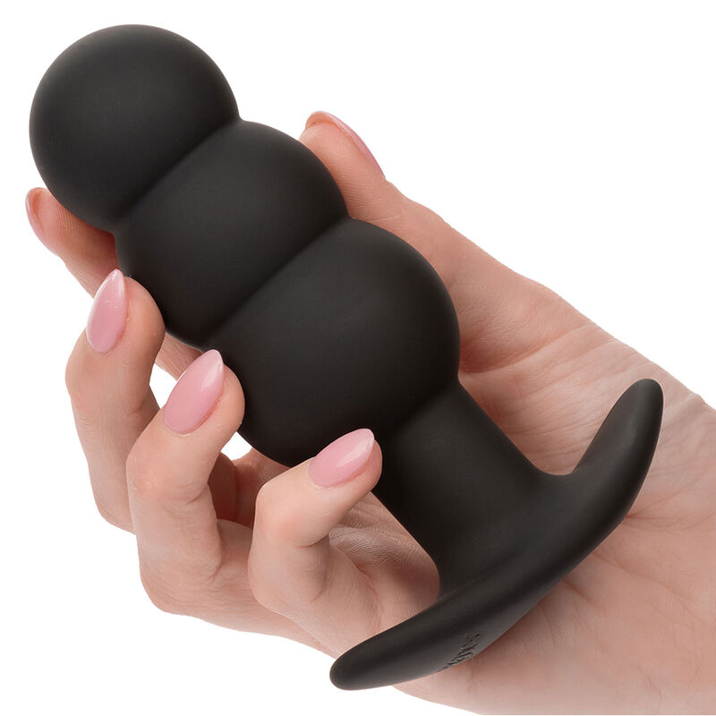 CALEXOTICS - ROCK BOTTOM ANALPLUG MIT PERLEN 10 VIBRATIONEN SILIKON SCHWARZ