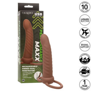 CALEXOTICS - MAXX RIPPLED DUAL PENETRATOR 10 VIBRATIONEN BRAUN