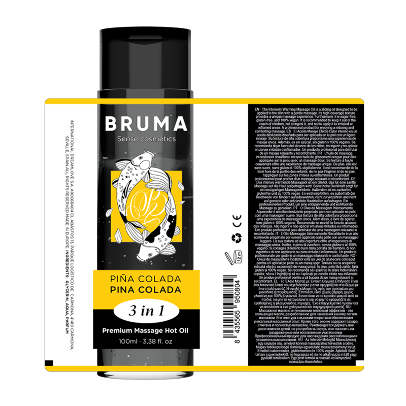BRUMA - Premium-Massageöl mit Wärmeeffekt, Pina Colada-Geschmack 3 in 1 - 100 ml