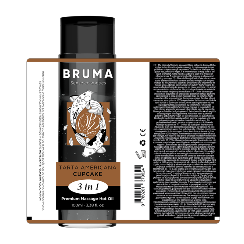 BRUMA - Premium-Massageöl mit Wärmeeffekt, Cupcake-Geschmack 3 in 1 - 100 ml