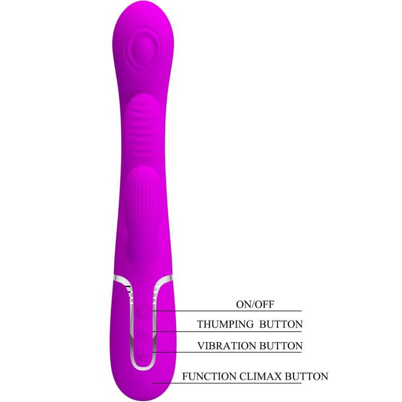 PRETTY LOVE - SHANIA TRIPLE RABBIT VIBRATOR MULTIFUNKTIONAL-ROSA