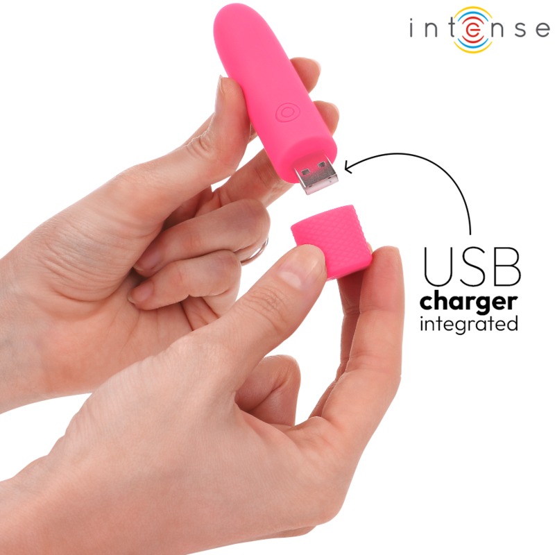 INTENSE - SYMONE USB-wiederaufladbarer Bullet-Vibrator 8 Vibrationen Rosa 10 x 2,2 cm