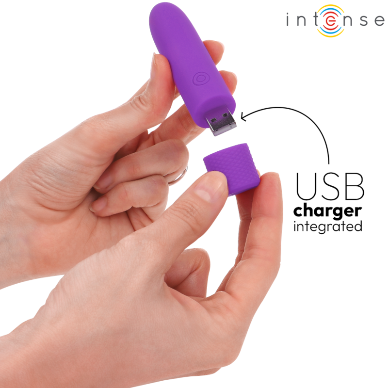 INTENSE - SYMONE USB-wiederaufladbarer Bullet-Vibrator 8 Vibrationen Lila 10 x 2,2 cm
