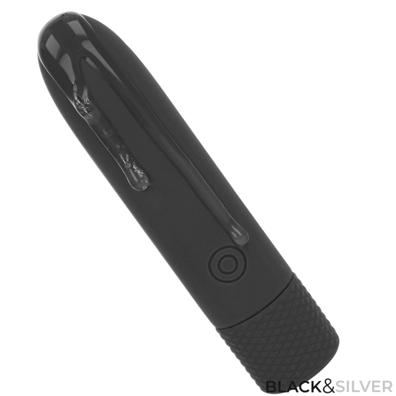 SCHWARZ & SILBER - GERI USB WIEDERAUFLADBARER VIBRIERENDER BULLET 8 VIBRATIONEN SCHWARZ 10 X 2,2 CM