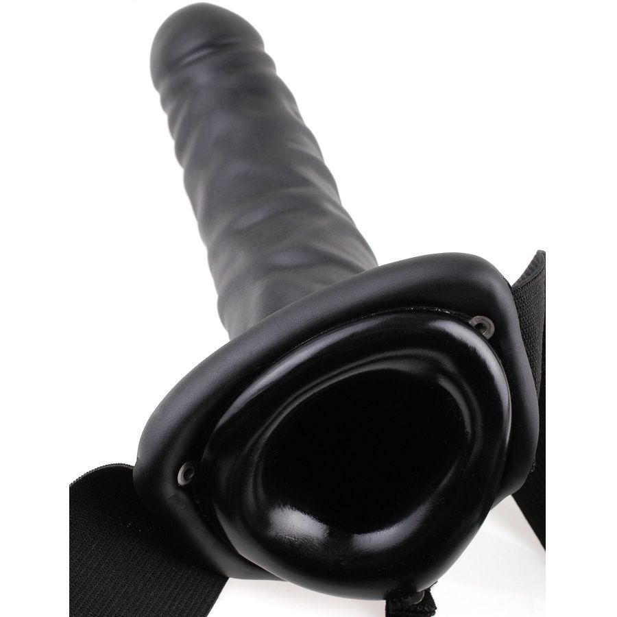 FETISH FANTASY SERIES - 19 CM Vibrierender Hohl-Strap-On Schwarz