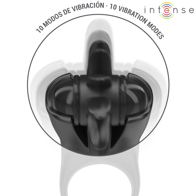 INTENSE - MABEL Vibrationring 10 Vibrationen mit Klitorisstimulator Schwarz