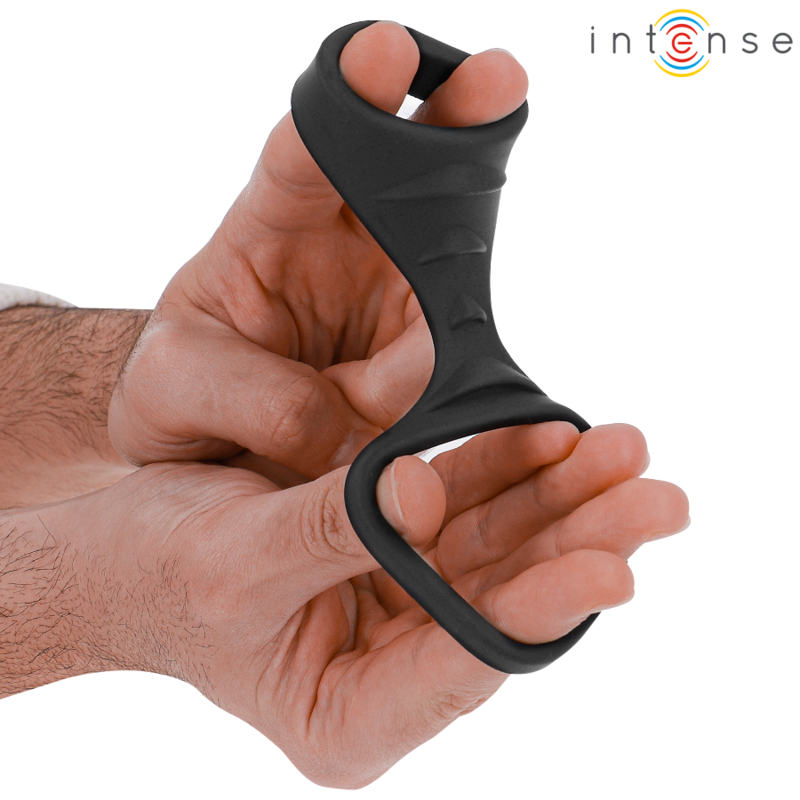 INTENSE - THEO Doppelter Penisring aus Silikon Schwarz Modell 3