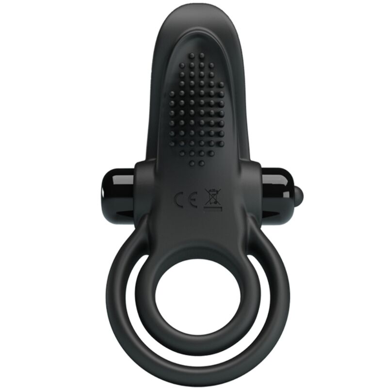 PRETTY LOVE - Doppelter Vibrationsring + Klitorisstimulator 10 Vibrationen Schwarz