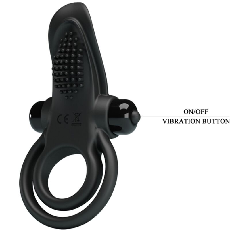 PRETTY LOVE - Doppelter Vibrationsring + Klitorisstimulator 10 Vibrationen Schwarz