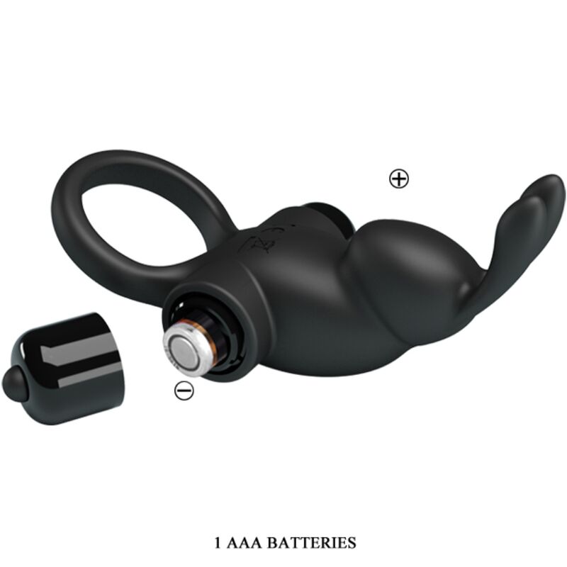 PRETTY LOVE - Vibrationsring + Rabbit-Klitorisstimulator 10 Vibrationen Schwarz