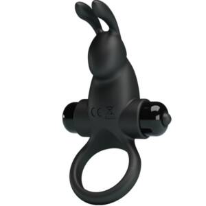 PRETTY LOVE - Vibrationsring + Rabbit-Klitorisstimulator 10 Vibrationen Schwarz