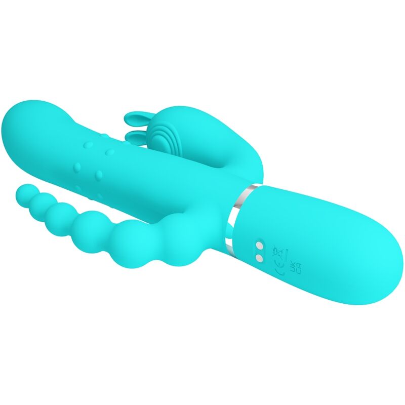 Entdecken Sie den PRETTY LOVE - CAMMY 4 in 1 Multifunktions-Dreifach-Rabbit-Vibrator in einem ansprechenden Blau. Dieser vielseitige Vibrator bietet Ihnen gleich drei aufregende Funktionen in einem Gerät. Lassen Sie sich von den kraftvollen Vibrationen verwöhnen und erleben Sie unvergessliche Höhepunkte. Ideal für Solo-Abenteuer oder als aufregende Ergänzung zu gemeinsamen Momenten. Gönnen Sie sich das Vergnügen, das Sie verdienen!