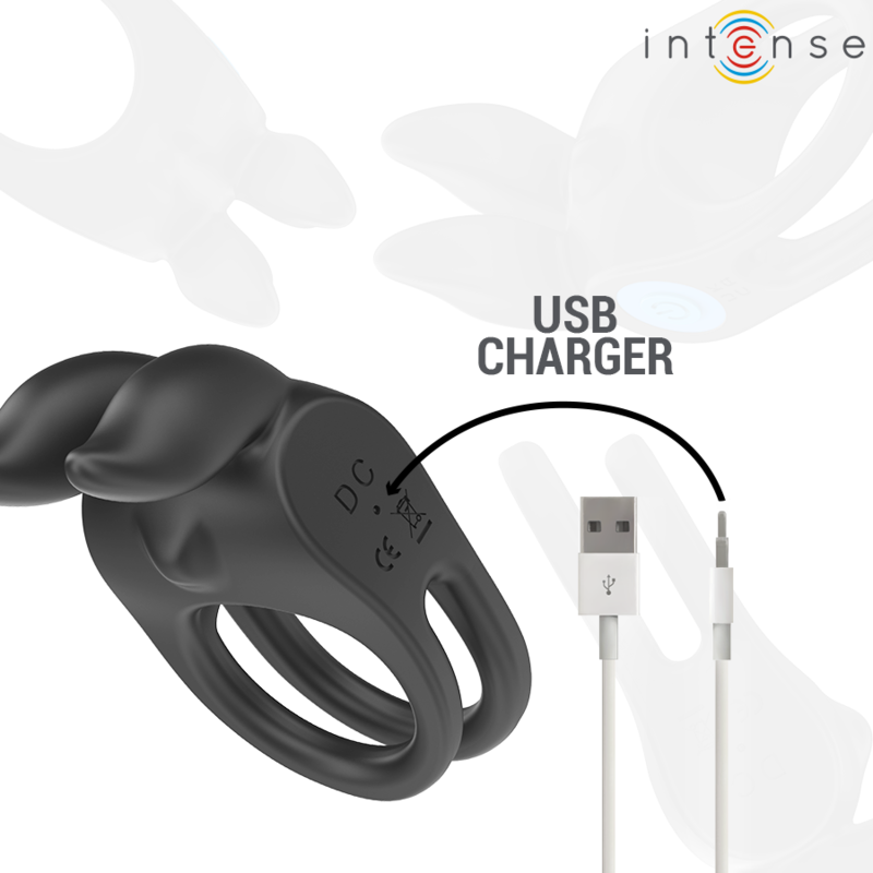 INTENSE - SAM VIBRATOR DOPPEL-PENISRING 10 VIBRATIONSSTUFEN SCHWARZ