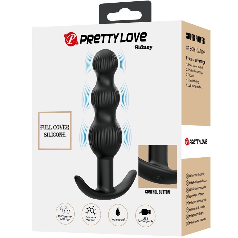 PRETTY LOVE - SIDNEY Analvibrator 10 Vibrationen Schwarz