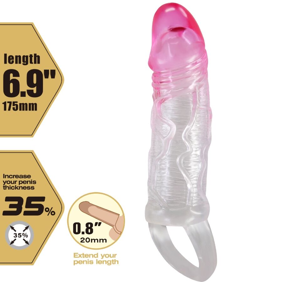 PRETTY LOVE - ODES REALISTISCHE 2 CM PENISVERGRÖSSERUNGSHÜLSE PINK