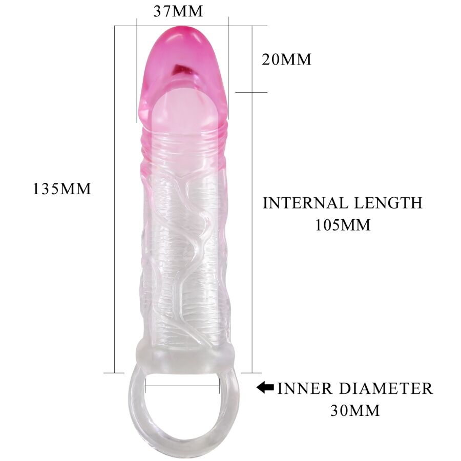 PRETTY LOVE - ODES REALISTISCHE 2 CM PENISVERGRÖSSERUNGSHÜLSE PINK