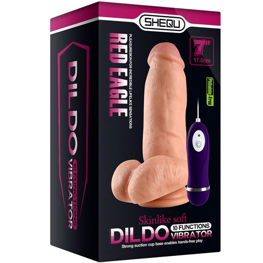 SHEQU - Rotes Eagle Vibratordildo mit Fernbedienung 17 cm
