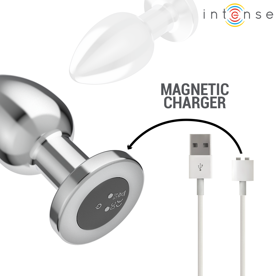 INTENSE - Analplug 10 Vibrationen Metall mit Fernbedienung L